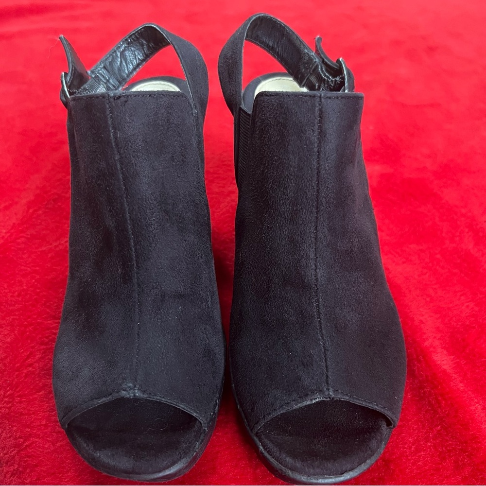 Sole Senseability Open Toe Slingback Heel Ankle Boots Black Size 7.5 Suede Like - Picture 7 of 7